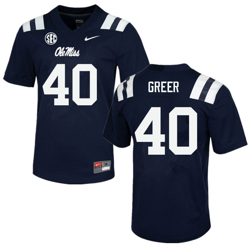 Jack Greer Ole Miss Rebels NCAA Men's Navy #40 Stitched Limited College Football Jersey TOX7158MB